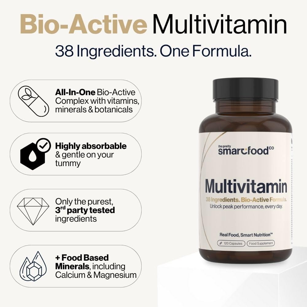 Powerful Multivitamins and Minerals - Multivitamin Tablets for Men & Women - Highly Bioavailable Vitamins & Minerals - 38 Ingredients & Herbal Extracts - 120 Easy to Swallow Capsules - Made in The UK