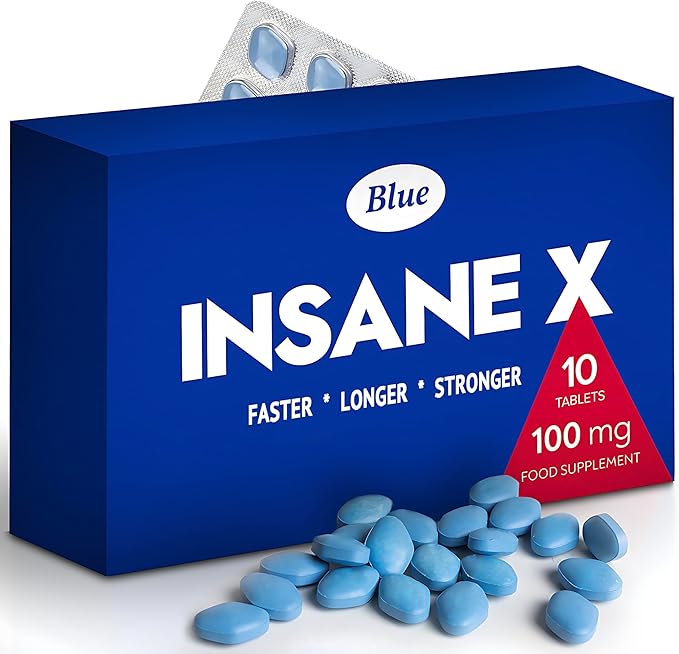INSANE X - 10 Extra Strong Pills for Men UK - Natural Fast-Acting Ginseng Tablets for Men - for Enhanced Performance &amp; Stamina - Food &amp; Herbal Supplement